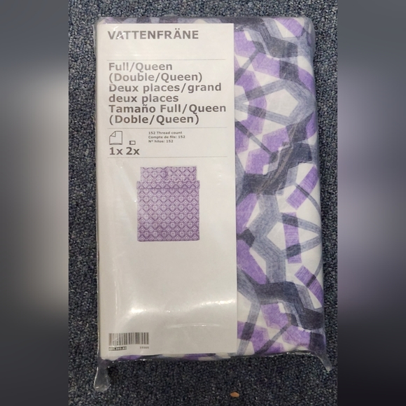 IKEA VATTENFRANE Full Queen Duvet Cover w2 Pillowcases Bed - Picture 1 of 3